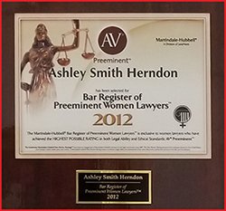 AV Preeminent 2012 Bar Register of Preeminent Women Lawyers